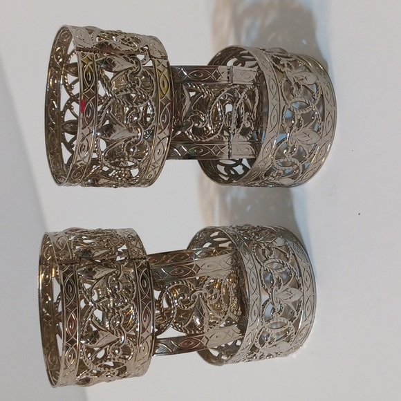 Vintage Kemp and Beatley Fleur Delis Filigree Napkin Ring Set of 6 L@@K! - Picture 11 of 12